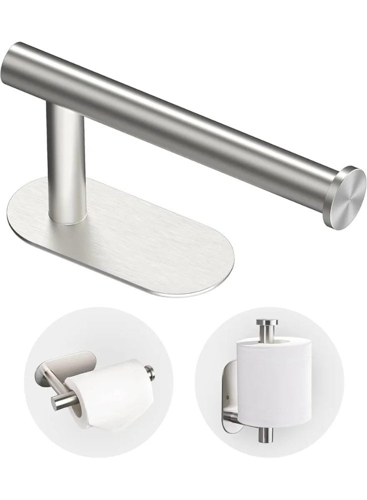 سبيس شوب حامل ورق تواليت من الفولاذ المقاوم للصدأ ذاتي الالتصاق حامل رول مناديل حمام يثبت على الحائط بدون ثقب - Image 1